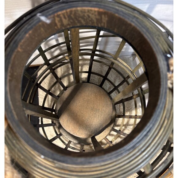 Rustic Wood Lantern Cage With Rope Handle 15.75” Tall - Picture 2 of 8